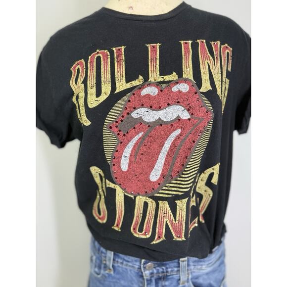 Authentic rolling stones black tee w rhinestones - Picture 7 of 12